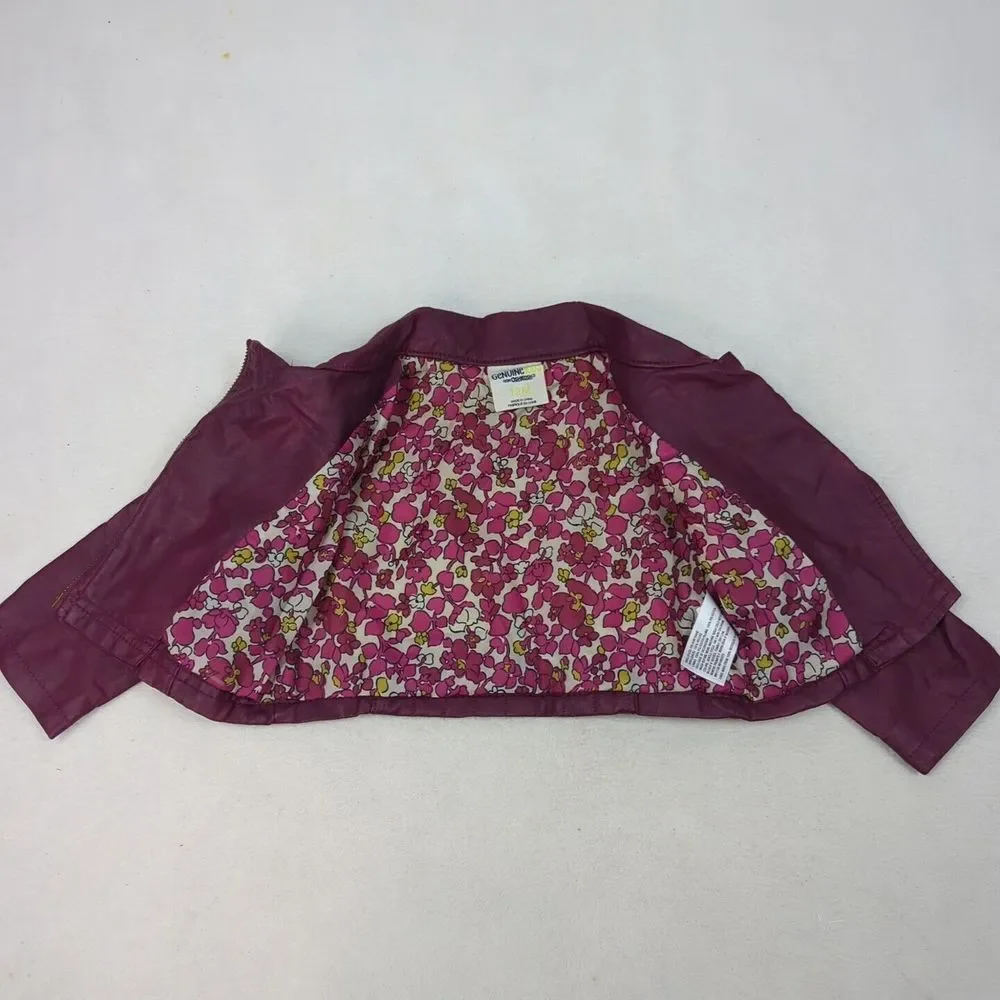 Purple Leather Jacket 12M From OshKosh Girls‎ Full Zip Leather Jacket - Picture 4 of 5